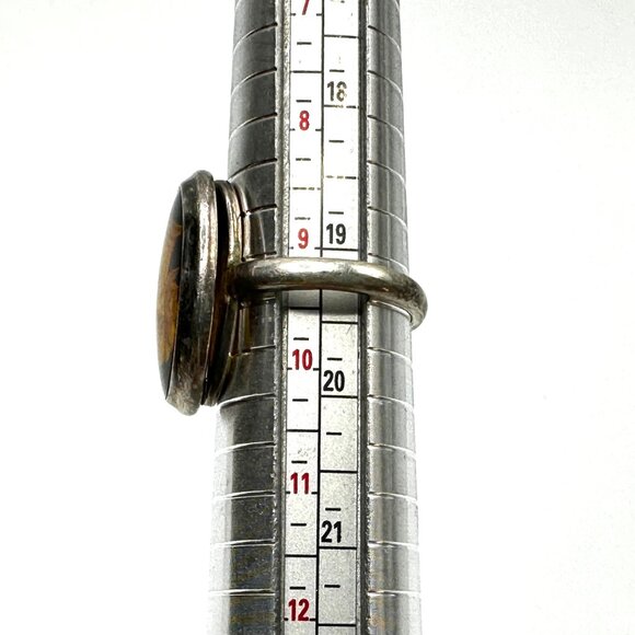 1940-60s Sterling Silver Carved Amber Intaglio Cameo Ring—MCM Statement Piece - Picture 4 of 12